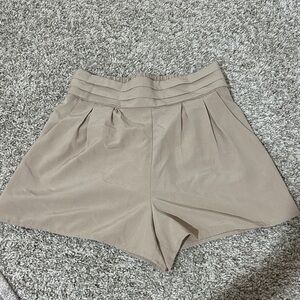 Elegant High Waist Beige Women's Shorts